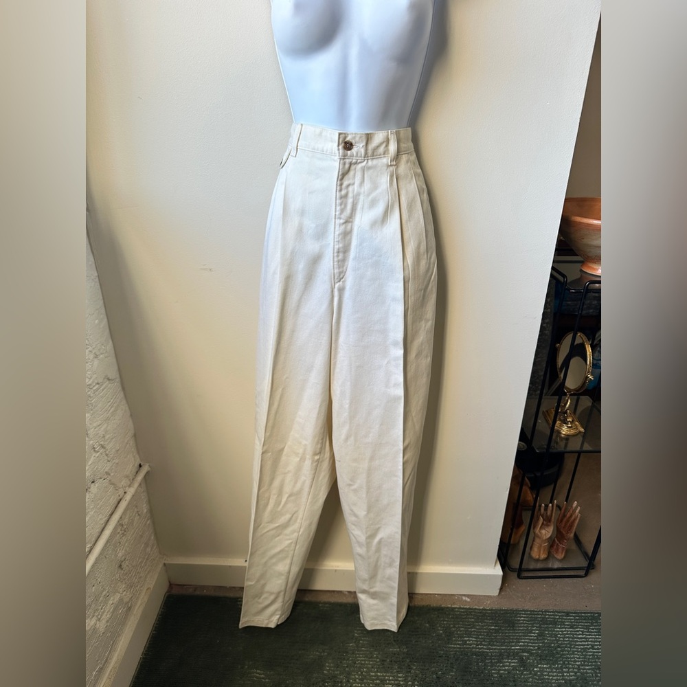 VTG Corduroy Lee Ivory Cream High Rise Tapered Mom Pants Jeans Deadstock Tall 16